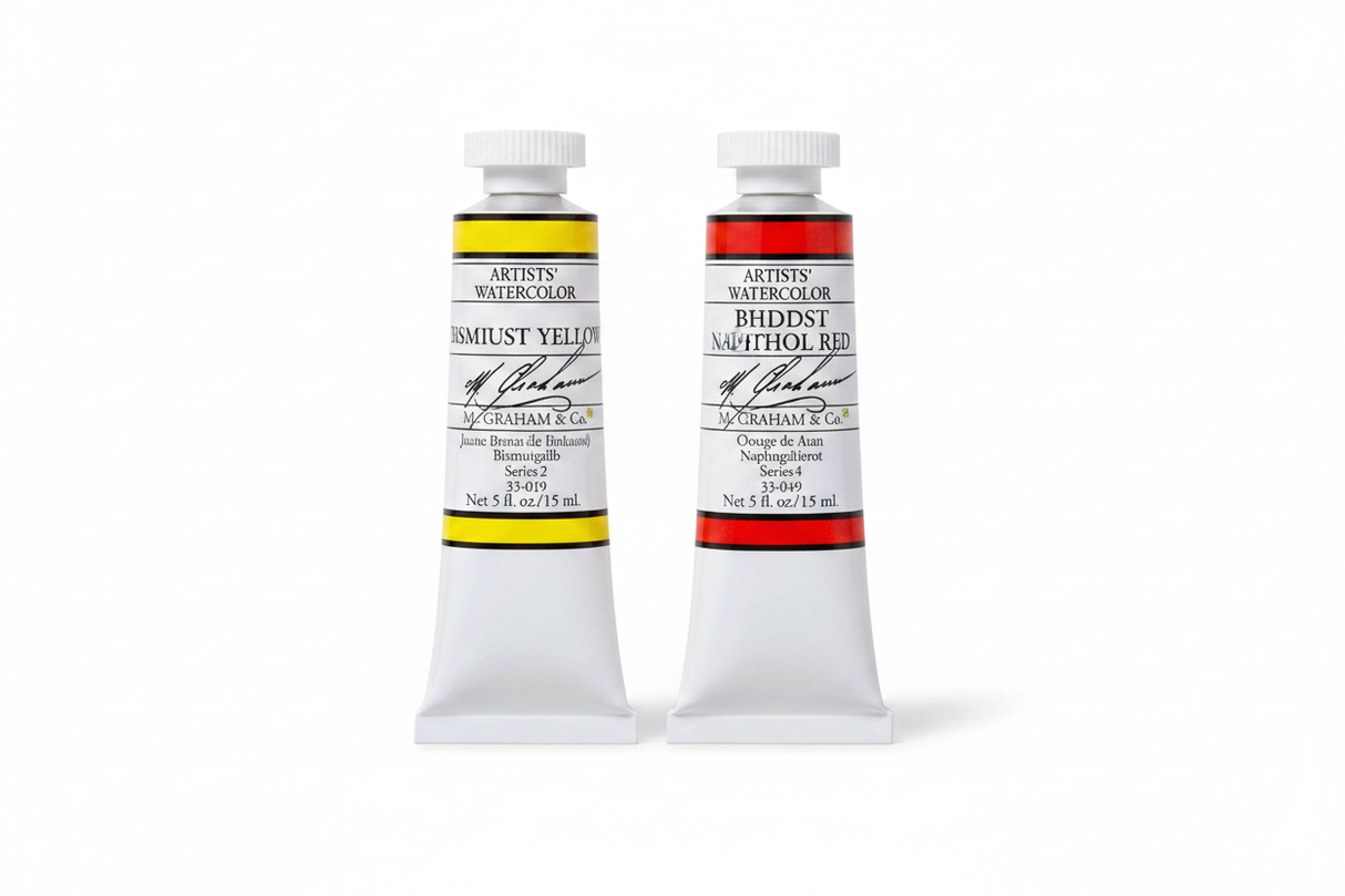 M. Graham free watercolours — Bismuth Yellow, Naphthol Red