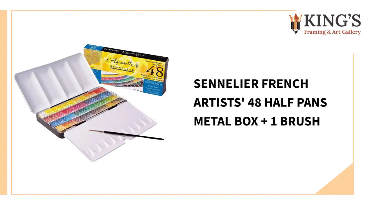 Sennelier French Artists' 48 half pans metal box + 1 brush by@Outfy