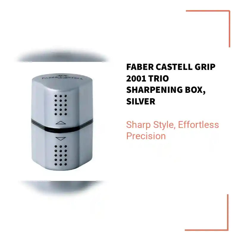 Faber Castell Grip 2001 Trio Sharpening Box, Silver by@Outfy