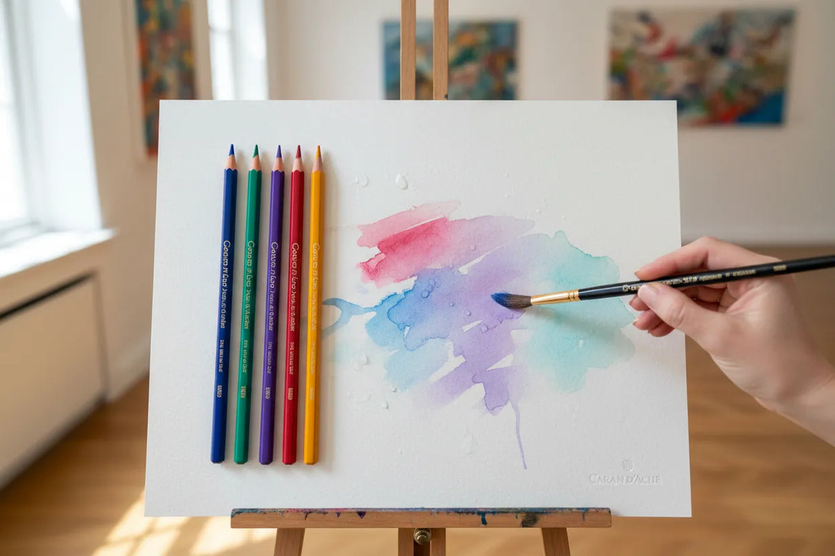 watercolour Caran d'Ache Supracolor pencil demo